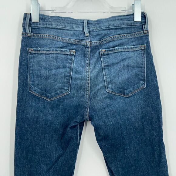 Frame Denim Women's Jeans Size 27 Le Crop Mini Boot Distressed Blue Raw Hem - Picture 12 of 16